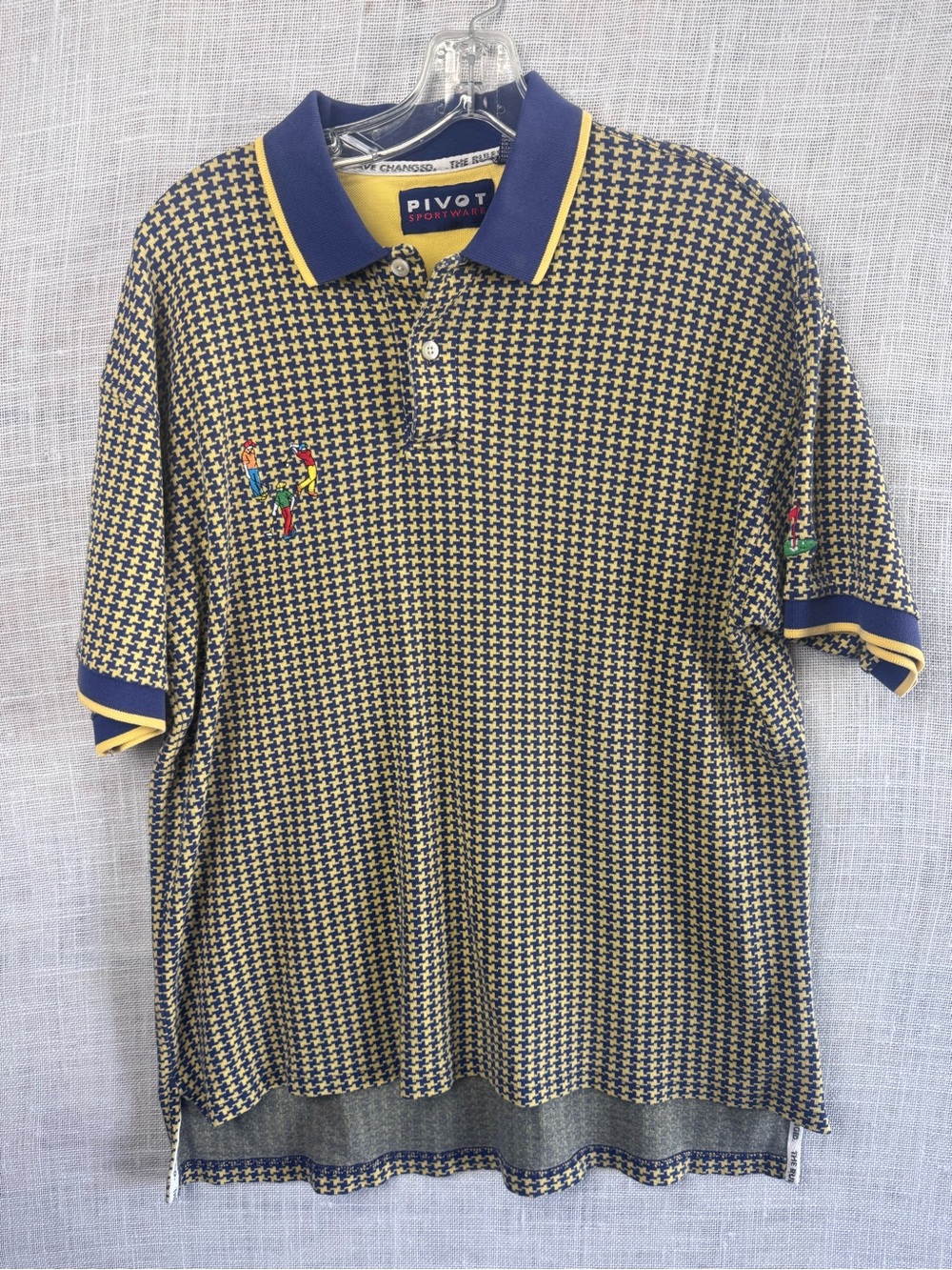 Vintage Pivot Sportswear "The Rules Have Changed" houndstooth golf polo shirt